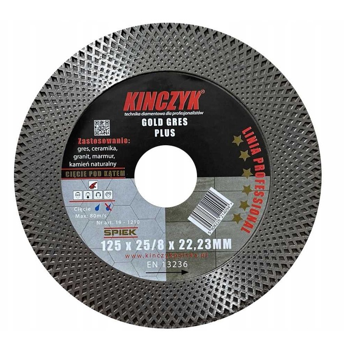 Tarca de taiere GOLD-GRES PLUS 125x22,23mm KINCZYK, pentru marmura, granit, ceramica, gresie