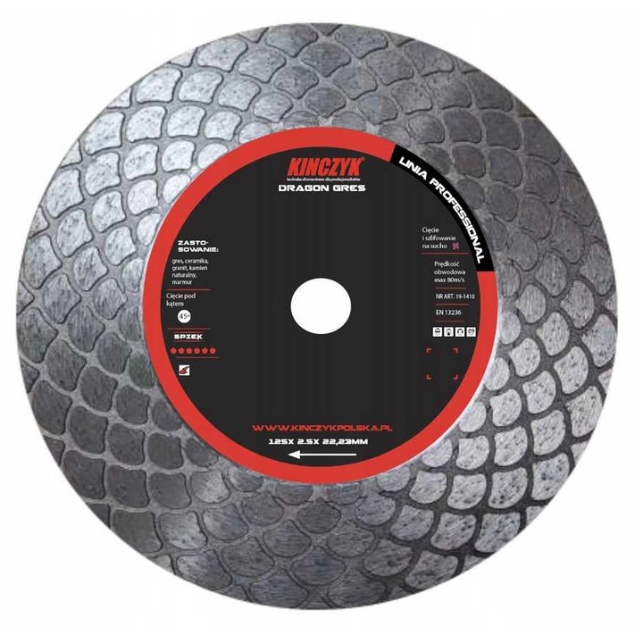 DISC DIAMANTAT DRAGON-GRES 125 x 2,5 x 22,23 KINCZYK