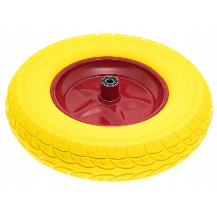 Roata metalica fara camera Mar-Pol M85251, 400x90mm, portocalie-galbena, rulmenti cu bile dubli