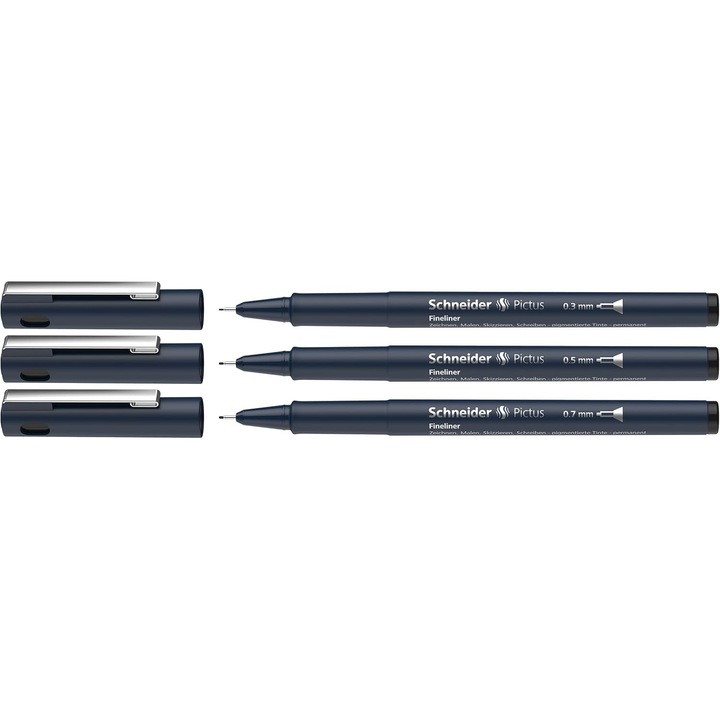 Set 3 Linere Schneider Pictus, Negru, 0.3x0.5x0.7mm