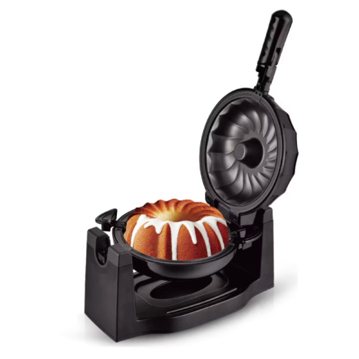 Уред за понички, мощност 1800 W, незалепващо тефлоново покритие за лесно почистване, бързо загряване с равномерно разпределение на топлината, лесен за използване, черен