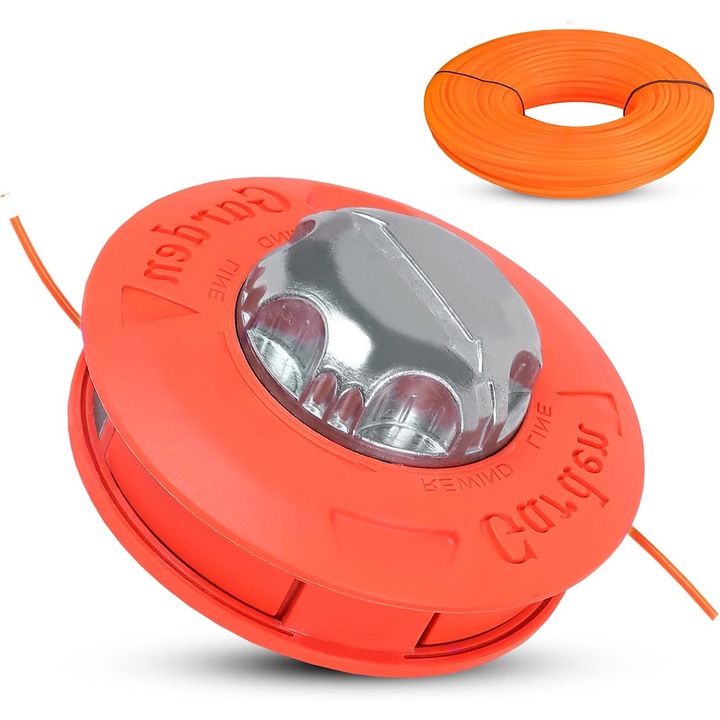 Cap / tambur pentru motocoasa, filet stanga M10 x 1, 25, cu fir 15 m 2, 4 mm, portocaliu