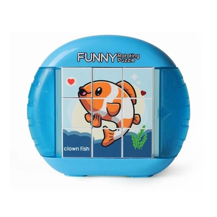 4 az 1-ben forgatható puzzle, Bohóchal, Gyermekeknek, Kék