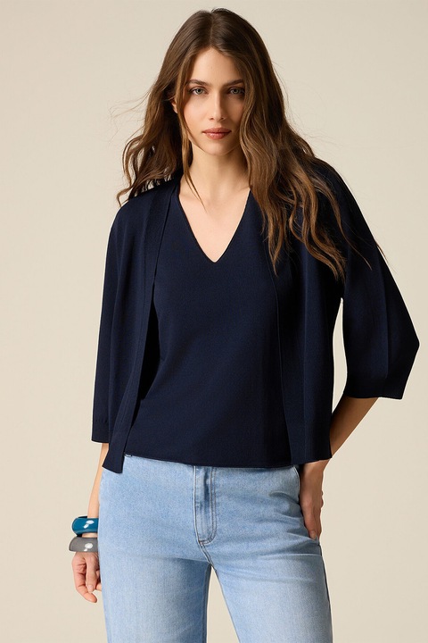 Oltre, Cardigan cu maneci 3/4, fara inchidere, Bleumarin
