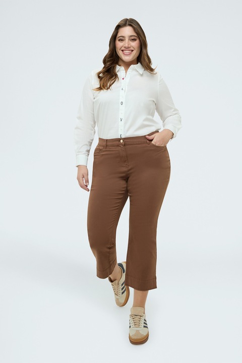 Fiorella Rubino, Pantaloni kick-flare cu model cu 5 buzunare, Caramel, 44