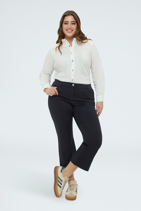 Fiorella Rubino, Pantaloni kick-flare cu model cu 5 buzunare, Gri carbune, 42