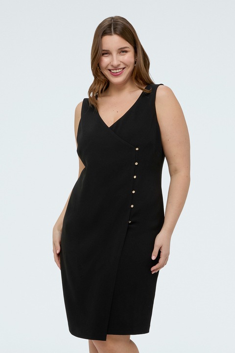 Fiorella Rubino, Rochie dreapta fara maneci cu decolteu in V, Negru