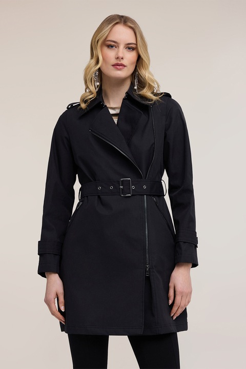 Motivi, Trenci cu fermoar si cordon, Negru