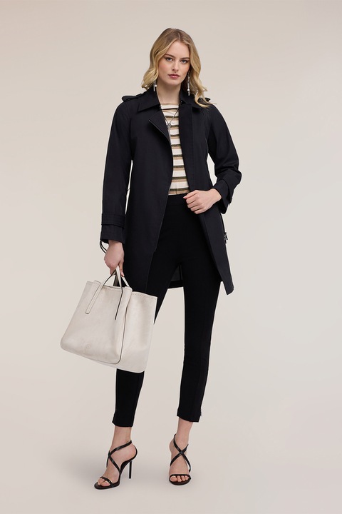 Motivi, Trenci cu fermoar si cordon, Negru