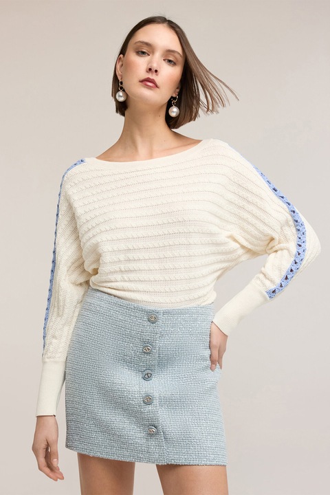 Motivi, Pulover cu maneci liliac, Alb/Albastru lavanda