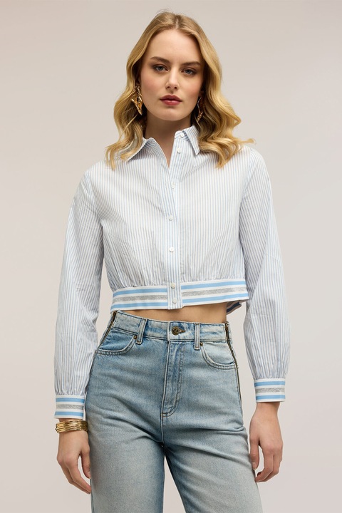 Motivi, Camasa crop in dungi, Albastru lavanda/Albastru pal