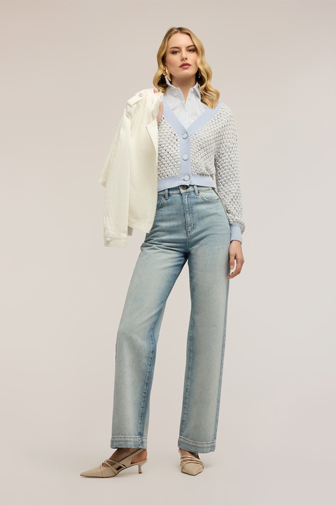 Motivi, Blugi ampli cu fermoare laterale, Albastru prafuit