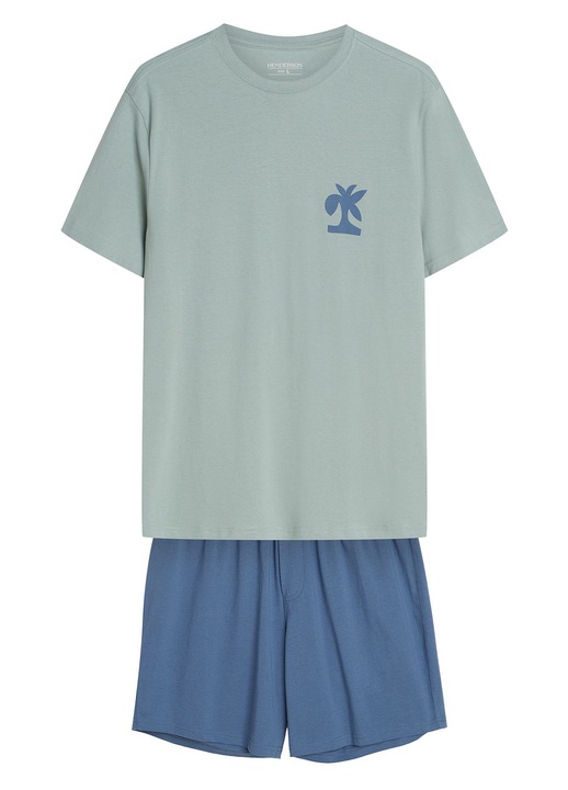 Férfi pizsama, grafikus, világoszöld, kék, Break Henderson, Zöld