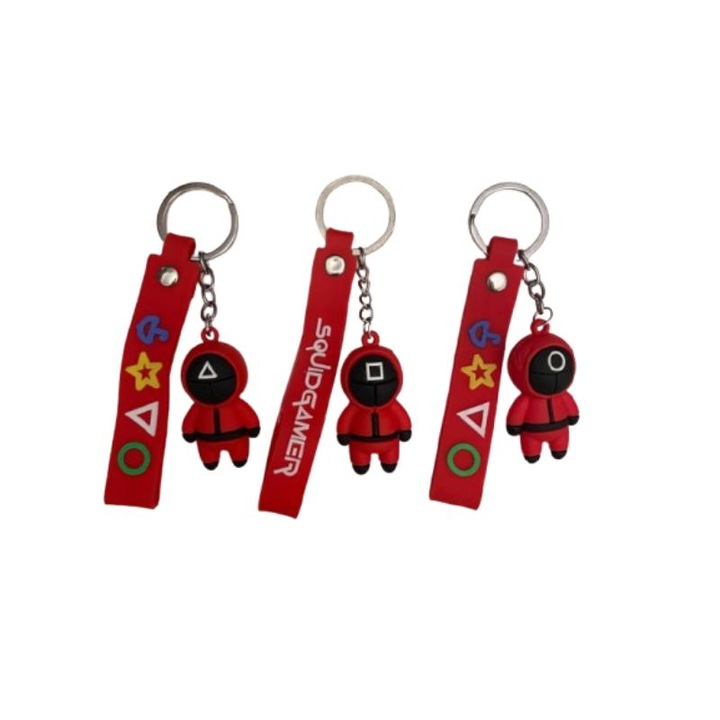 3 darabos figura kulcstartó szett, Squid Game, 6 cm, 3 év+