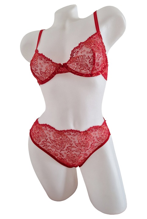 Melltartó, bugyi szett, női, csipke, ANA, BLD by Exclusive, Piros