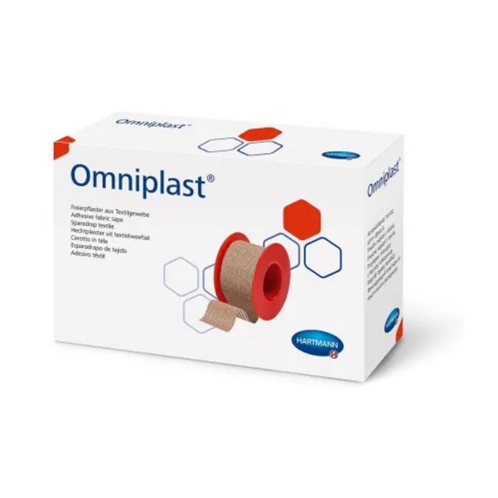 Plasture rola textil, Hartmann Omniplast, 5 cm x 5 m, rezistent la apă, respirabil