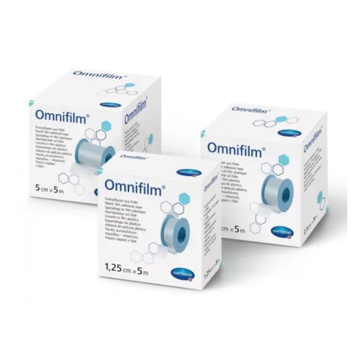 Leucoplast la rola pe suport de plastic transparent, 1.25 cm x 5 m, Hartmann Omnifilm