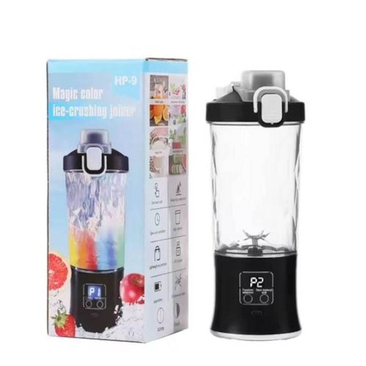 Blender, MPM, MBL-37 max. 750 W, 2 viteze + Pulse, Blender 1.5 l Negru/Transparent