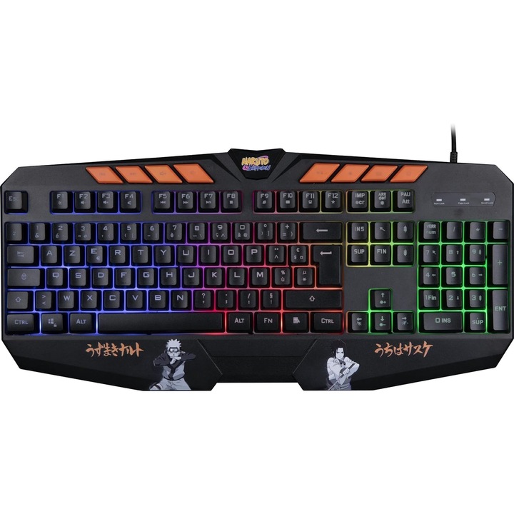 Геймърска клавиатура Konix Naruto Shippuden AZERTY, синя подсветка