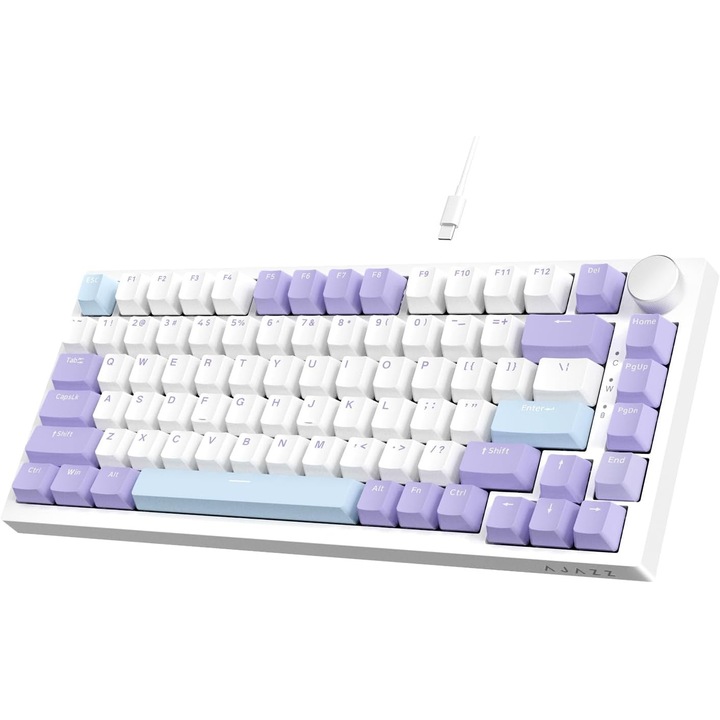Механична клавиатура AJAZZ AK820 75% TKL, Hot-Swap, RGB, CNC обем, PBT, Виолетова