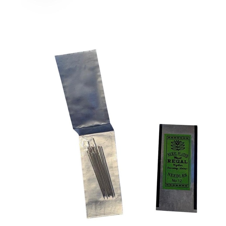 Set 15 Ace Cusut Subtiri Nr. 12, 3.5 cm, Nichelate, pentru Margele si Cusaturi Fine