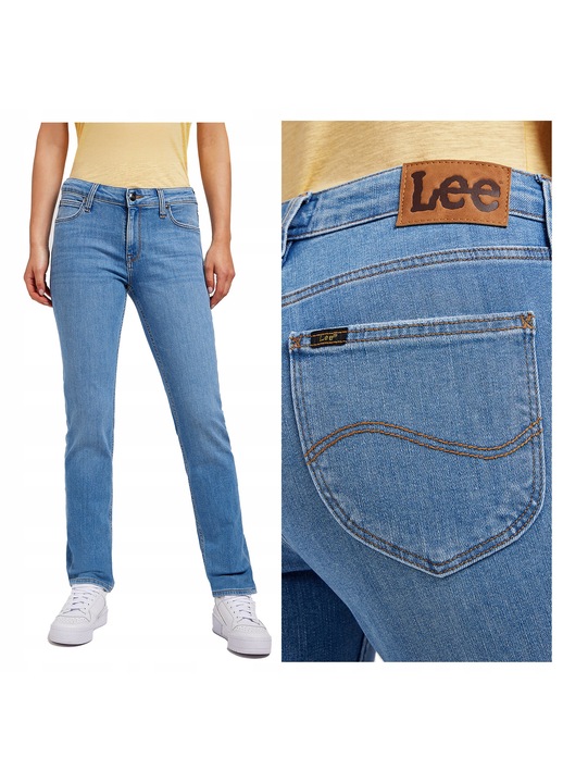 Blugi Dama, Lee, Elly, Skinny Fit, Talie Medie, 5 Buzunare, Fermoar, Lungi, Bumbac, Albastru, Albastru, W27-L31