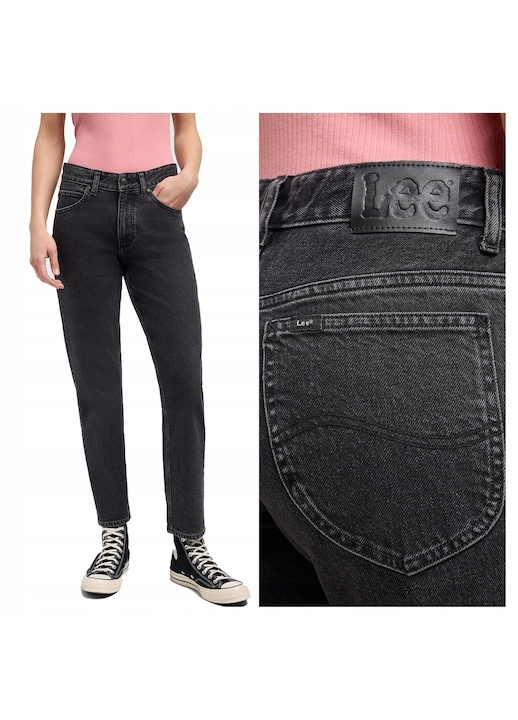 Blugi Dama, Lee, CBL, Slim Fit, Talie Medie, Fermoar, Lungi, 5 Buzunare, Bumbac, Albastru, Negru