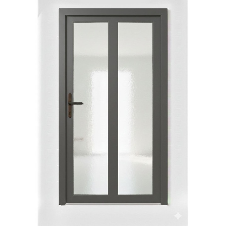 Usa de intrare (interior/exterior), Termopan/PVC, Long Glass, culoare Gri Antracit, dimensiune 110x200