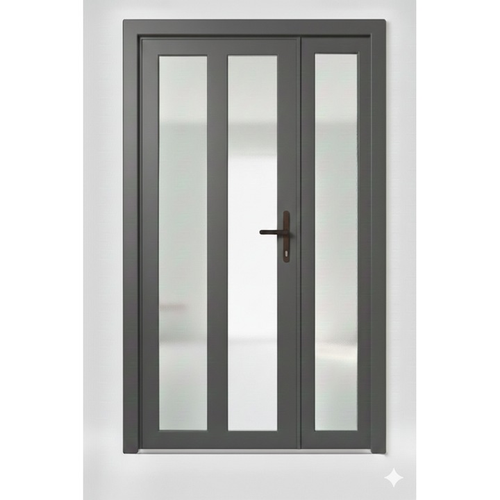 Usa de intrare (interior/exterior), Termopan/PVC, dubla Long Glass, culoare Gri Antracit, dimensiune 140x200