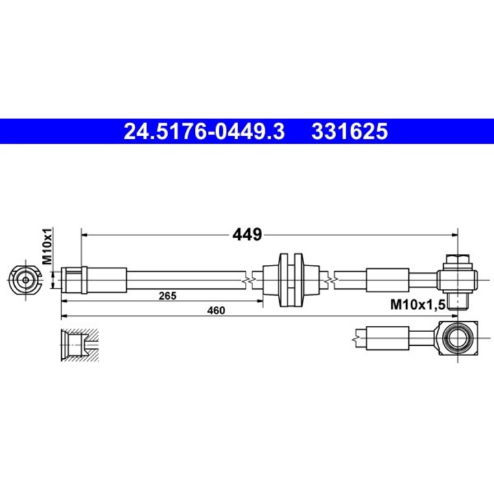 Спирачен маркуч 24.5176-0449.3 Opel Zafira Tourer C Vauxhall Zafira Mk 3