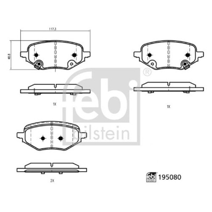 Fékbetét Készlet Hátsó Tengely 195080 Mg Mg Hs Mg (Saic) Hs
