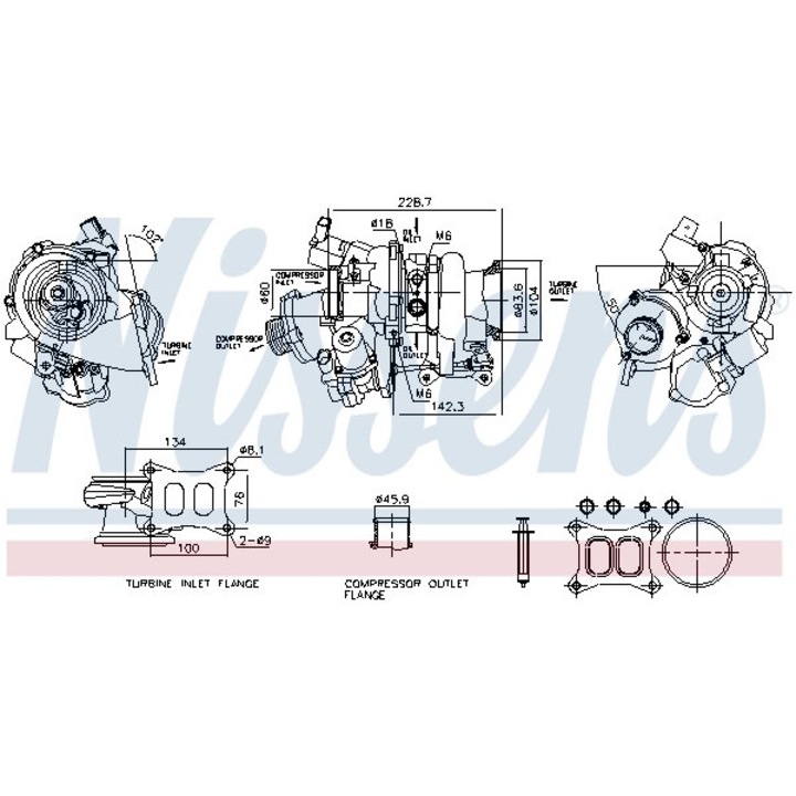 Compresor, Sistem De Supraalimentare 93632 Audi A1/A3/Q3/Tt Seat Alhambra Skoda Octavia 3/Octavia 4/Superb 3 Vw Atlas