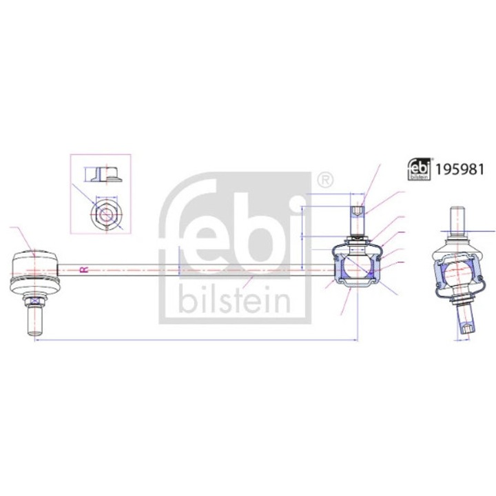 Stabilizátor Kar/Bieléta, Első Tengely Jobb 195981 Hyundai I10 3