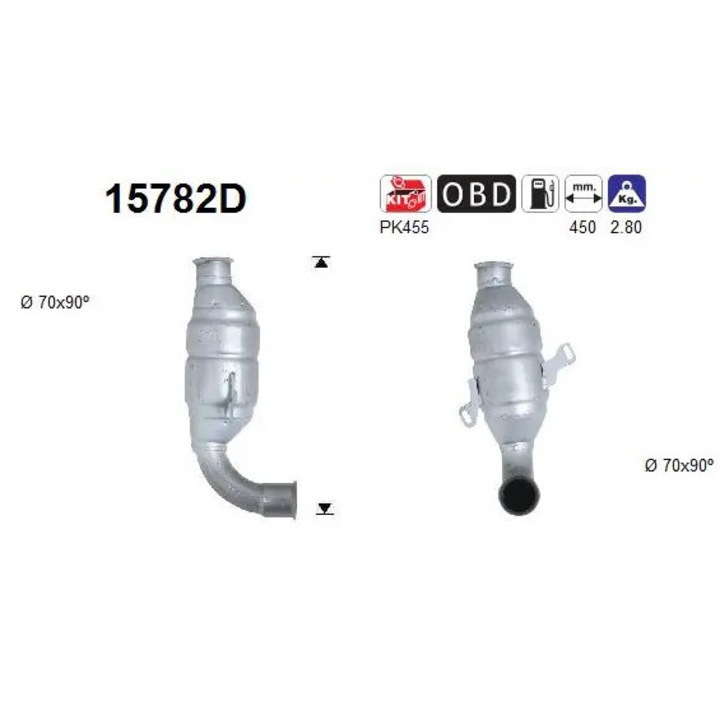 Katalizátor 15782D Citroën C2/C3 1/C3 2/Nemo Peugeot 1007/107/206+/207/Bipper/Bipper Tepee Suzuki Liana Toyota Aygo