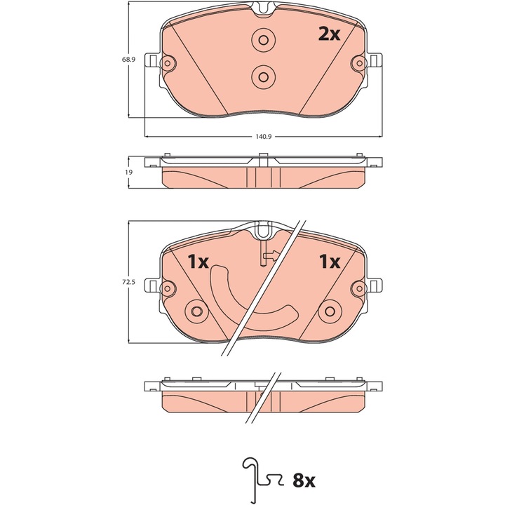 Set Placute Frana Gdb2549 Mercedes-Benz C-Class/C-Class T-Model