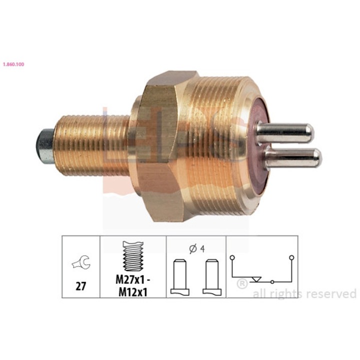 Превключвател, лампа за заден ход 1.860.100 Mercedes-Benz 5-клас/Actros/Lk/Ln2/Lp/Mk/Ng/O 309/Sk/Unimog/Vito