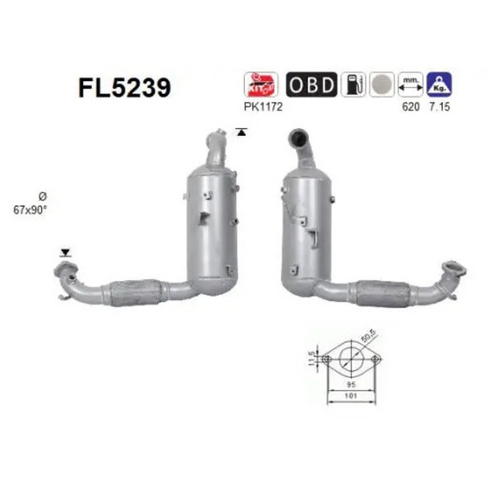 Részecskeszűrő Fl5239 Ford B-Max/Ecosport/Fiesta 6/Tourneo Courier B460