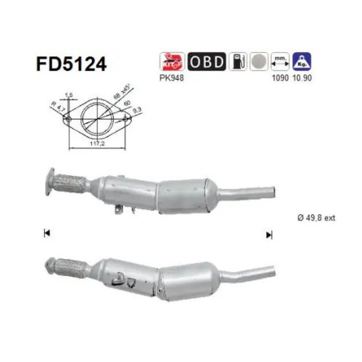 Részecskeszűrő Fd5124 Renault Fluence/Megane/Megane 3/Scénic 3