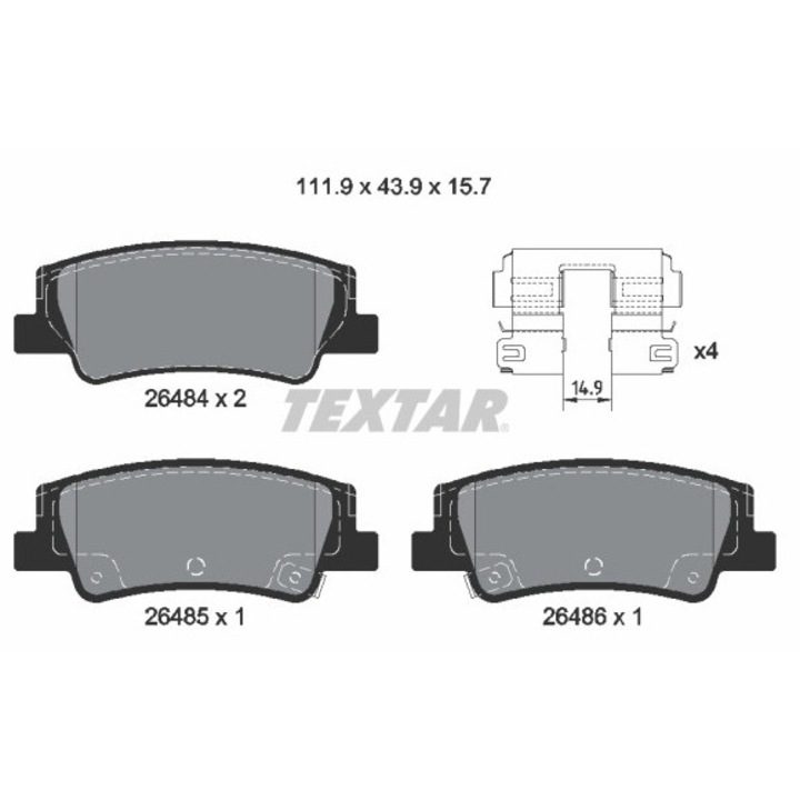 Fékbetét készlet 2648401 Hyundai Santa Cruz/Sonata 8/Tucson Hyundai (Beijing) Sonata 11/Sonata X Kia Niro 2