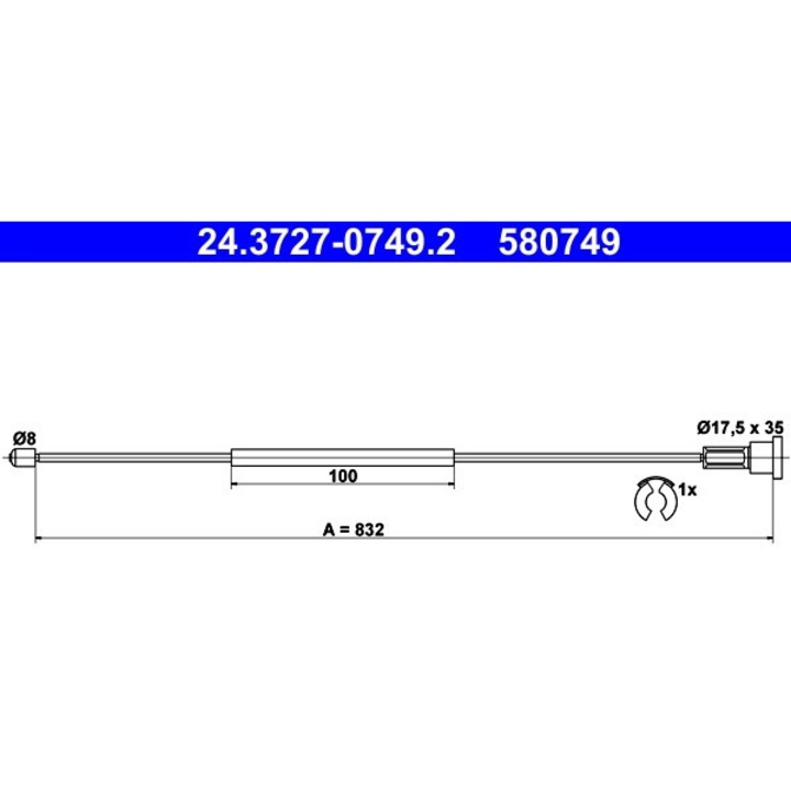 Кабел, Ръчна Спирачка 24.3727-0749.2 Opel Corsa C/Tigra Twintop Vauxhall Corsa Mk 2/Corsavan Mk II