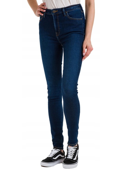 Blugi Dama, Lee, Ivy, Skinny Fit, Talie Inalta, 5 Buzunare, Fermoar, Lungi, Bumbac, W28-L33 US, Albastru
