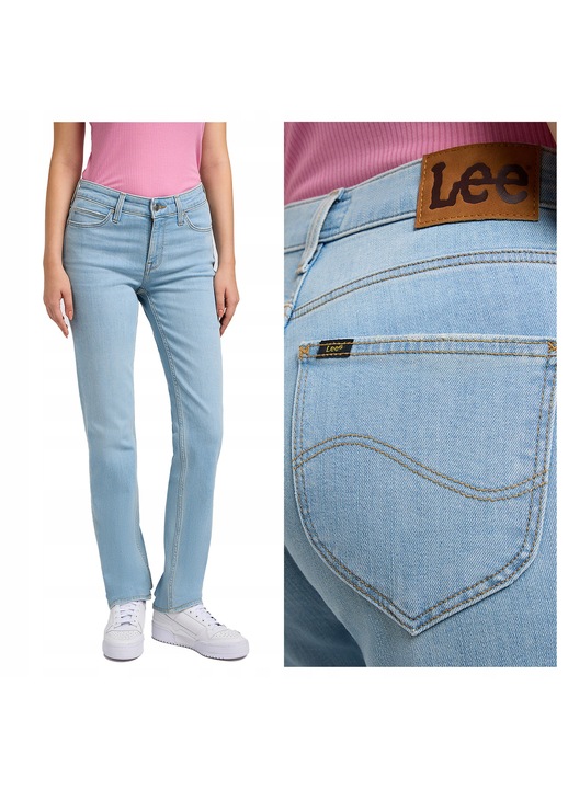 Blugi Dama, Lee, Straight Fit, Talie Medie, 5 Buzunare, Fermoar, Lungi, Bumbac, Albastru, Albastru