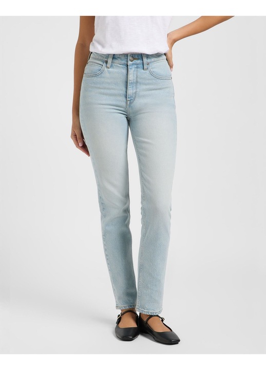 Blugi Dama, Lee, Carol, Straight Fit, Talie Inalta, 5 Buzunare, Fermoar, Lungi, Bumbac, W28-L33 US, Albastru