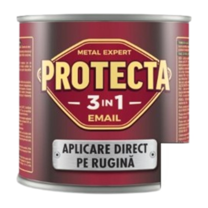 Vopsea alchidica pentru metal, Protecta 3 in 1 direct pe rugina, interior / exterior, alb, 0.5 L