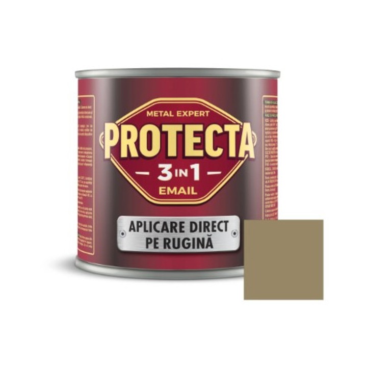 Vopsea alchidica pentru metal, Protecta 3 in 1 direct pe rugina, interior / exterior, bej deschis, 0.5 L