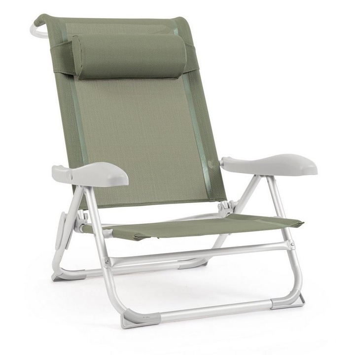 Cayo 2 db olívazöld textilén alumínium kerti szék szett 57x85x73h
