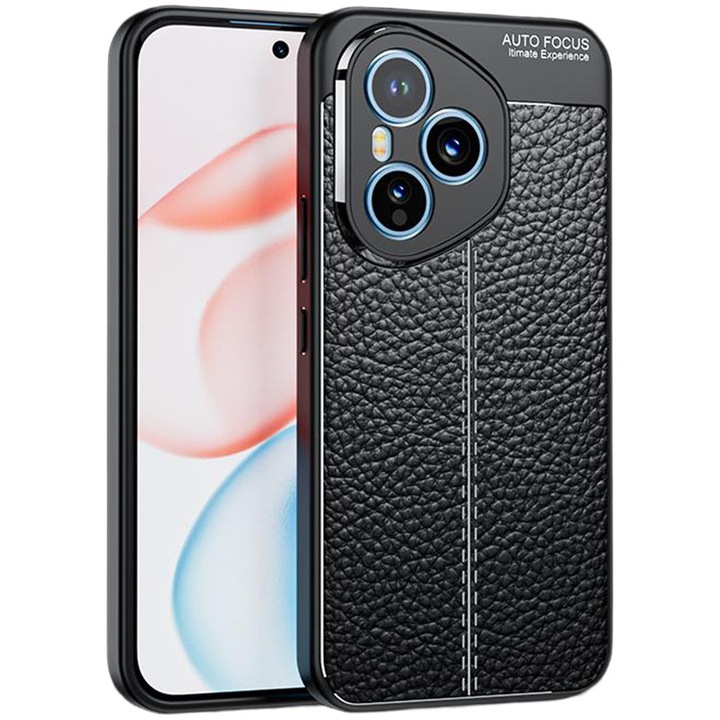 Калъф с карбонов дизайн, съвместим с Honor 400 Pro, карбоново черен