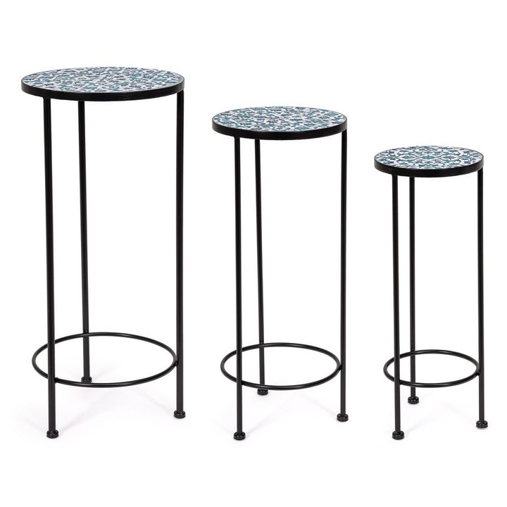 Set 3 suporturi flori otel ceramica Samos Ø30x68h; ø25x57h; ø20x51h