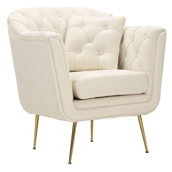 Mauro Ferretti Budapest krémszínű fotel párnával, 88x83x91cm