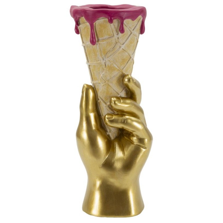 Ghiveci Flower Cone Mauro Ferretti, 12,5x11x31cm, auriu